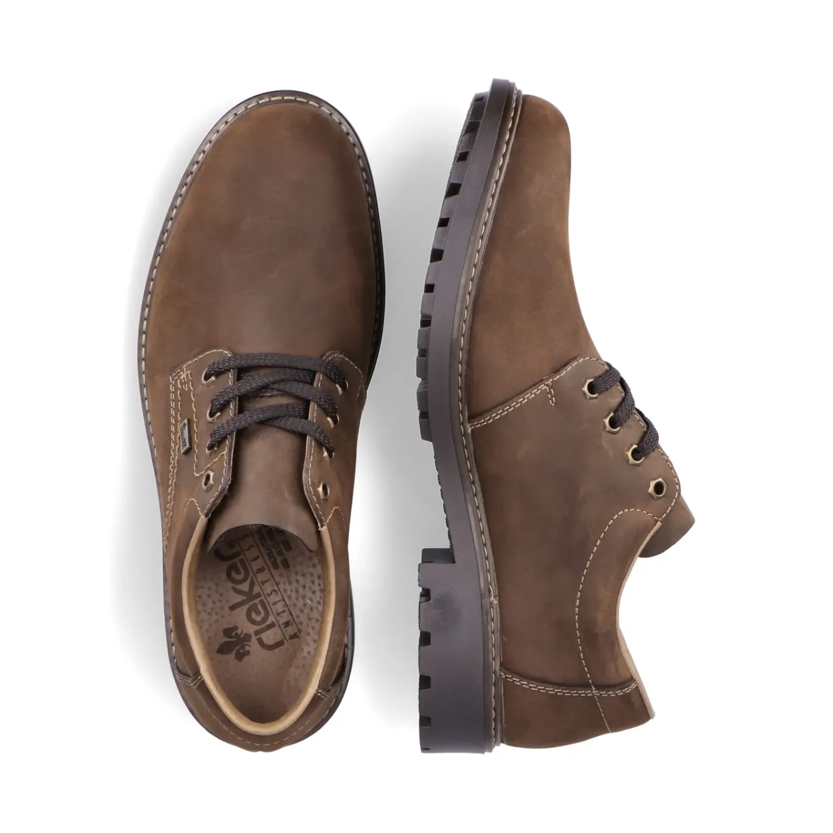 Hot Rieker Meskie Sznurowane Buty W Kolorze Kawowego Brazu