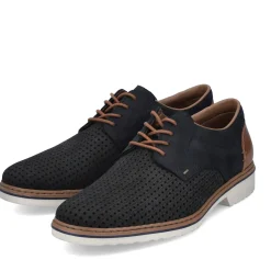 Fashion Rieker Meskie Sznurowane Buty W Kolorze Stalowoniebieskim