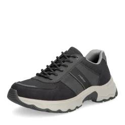 Fashion Rieker Meskie Sznurowane Buty W Kolorze Asfaltowo-Czarnym