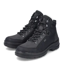 New Rieker Meskie Sznurowane Buty , Asfaltowe, Czarne