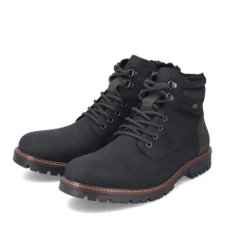 Discount Rieker Meskie Sznurowane Buty , Asfaltowe, Czarne