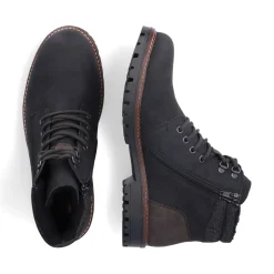 Discount Rieker Meskie Sznurowane Buty , Asfaltowe, Czarne