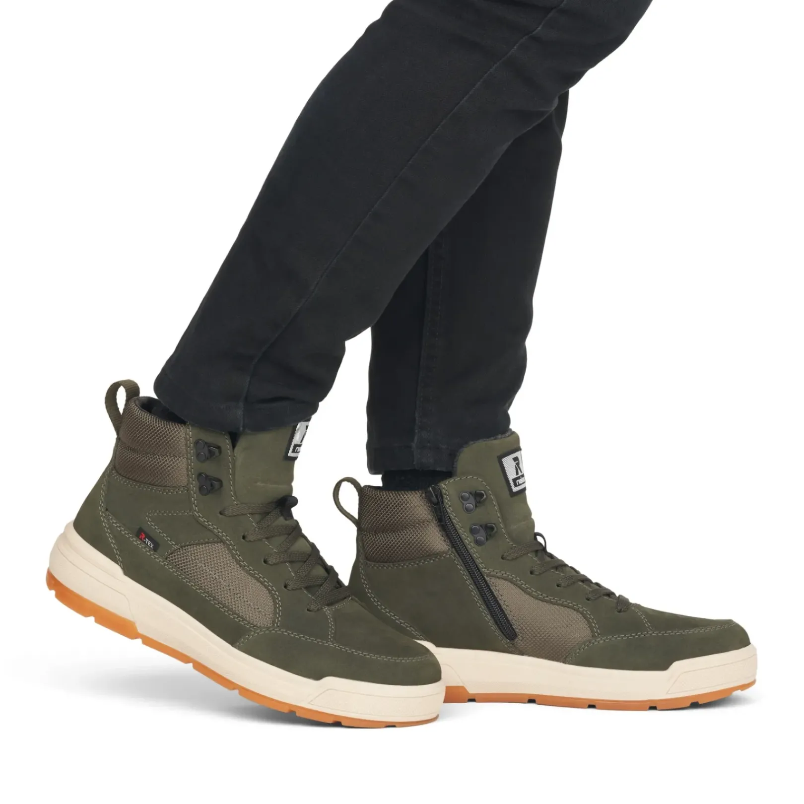 Outlet Rieker Meskie Tenisowki High Khaki W Kolorze Zielonym