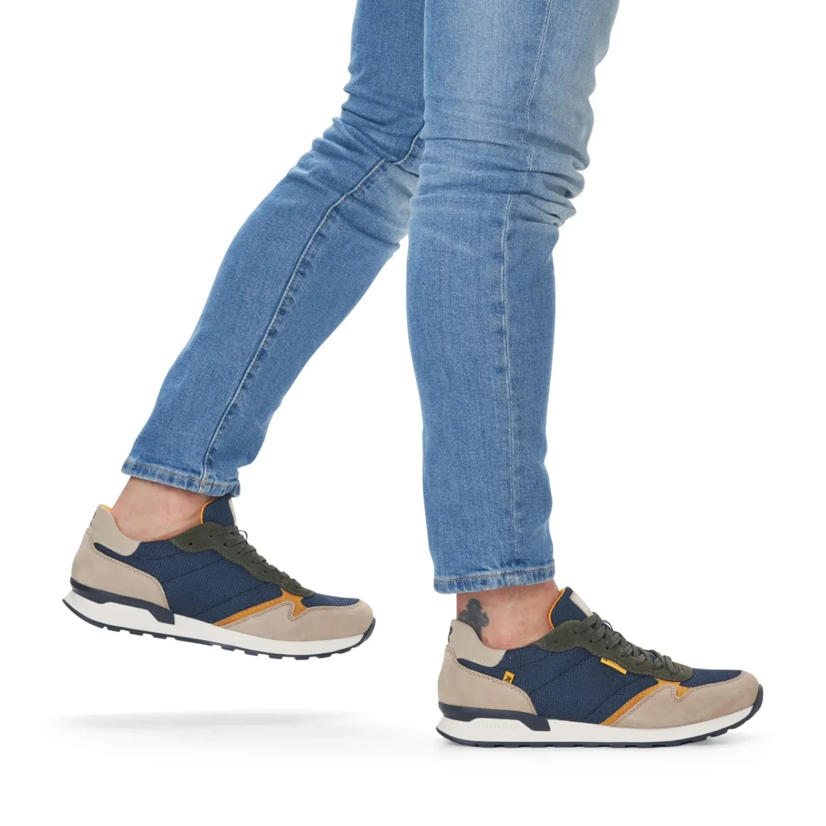 Outlet Rieker Meskie Tenisowki Niskie W Kolorze Blekitu Krolewskiego, W Gliniastym Bezu