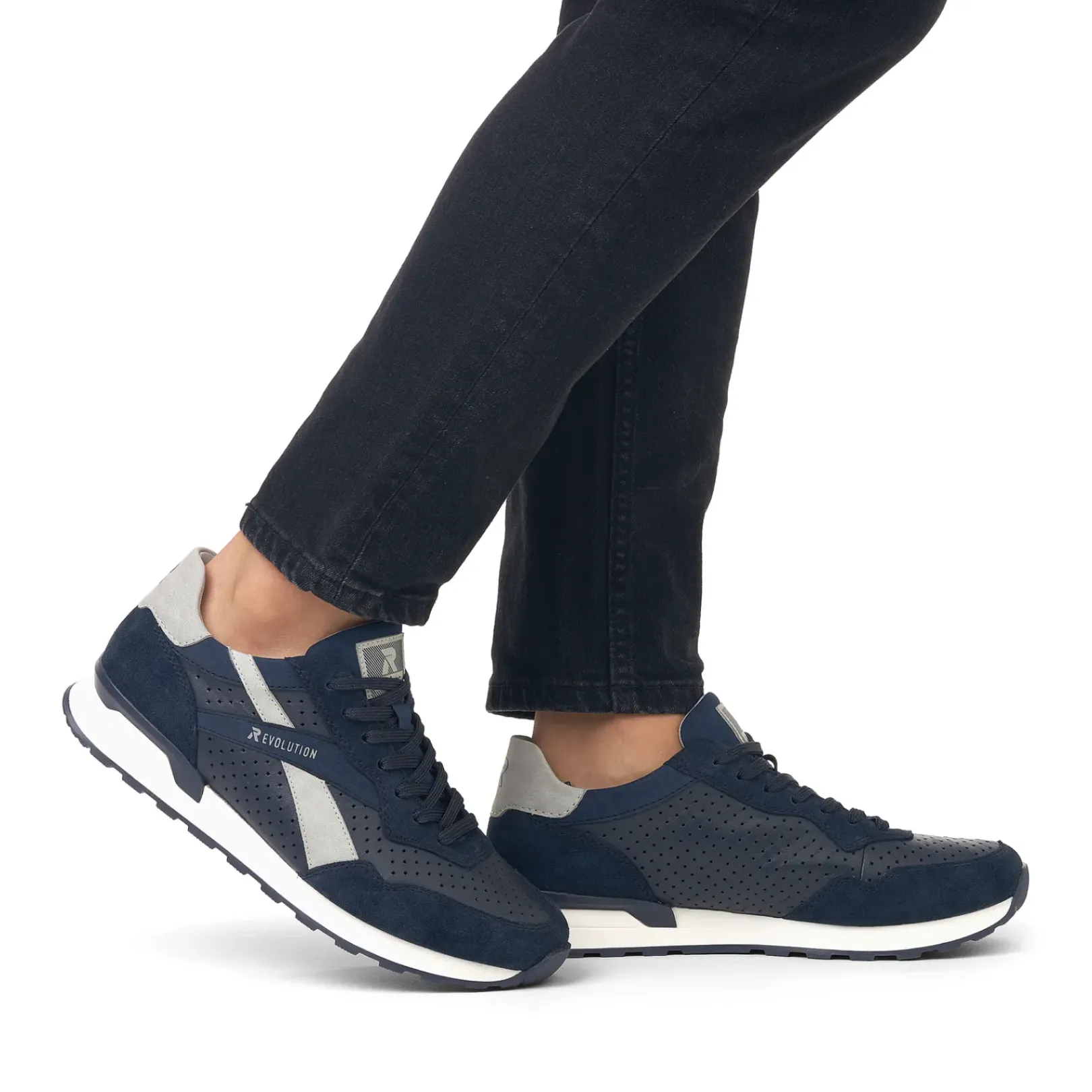 Clearance Rieker Meskie Tenisowki Niskie Ciemnoniebieskie W Kolorze Brudno-Szarym