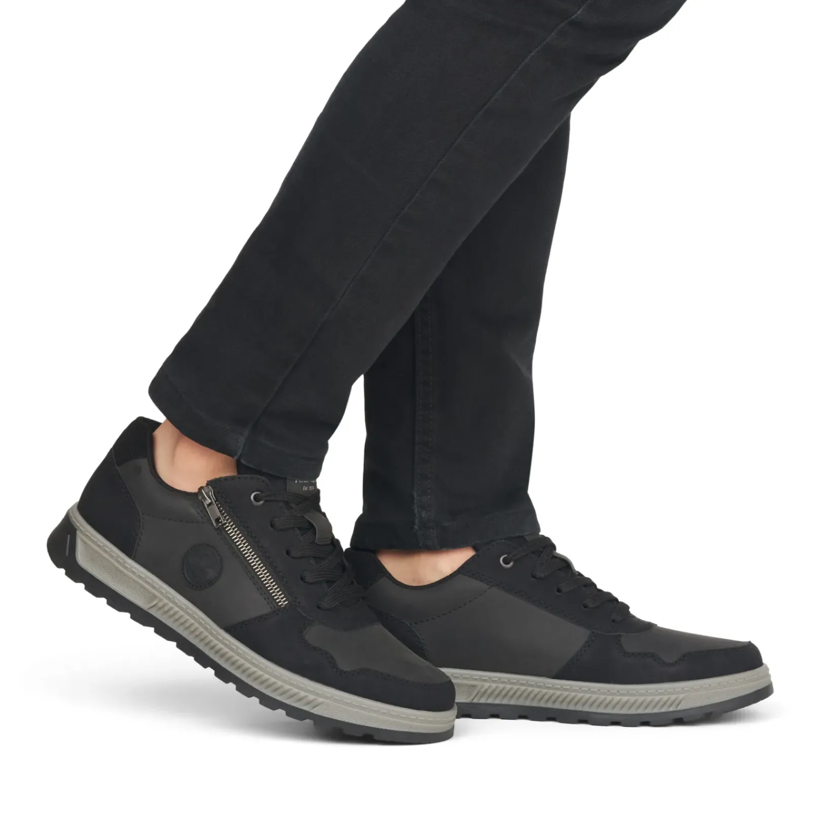 Discount Rieker Meskie Tenisowki , Niskie, Asfaltowe, Czarne