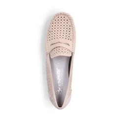 Discount Rieker Mokasyny Damskie W Delikatnym Rozu