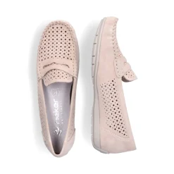 Discount Rieker Mokasyny Damskie W Delikatnym Rozu