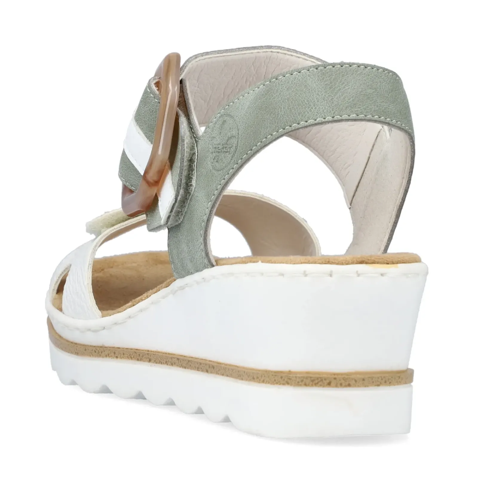 Fashion Rieker Sandaly Damskie Na Koturnie W Kolorze Mietowo-Liliowo-Bialym