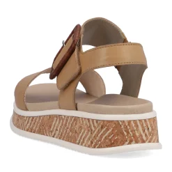 Fashion Rieker Sandaly Damskie Z Paskami W Kolorze Glinkowego Bezu