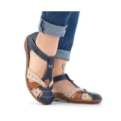 Discount Rieker Sandaly Damskie Z Paskiem W Kolorze Granatowo-Bezowym