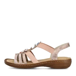 Outlet Rieker Sandaly Damskie Z Paskiem W Kolorze Starego Rozu