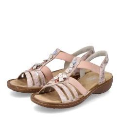 Outlet Rieker Sandaly Damskie Z Paskiem W Kolorze Starego Rozu