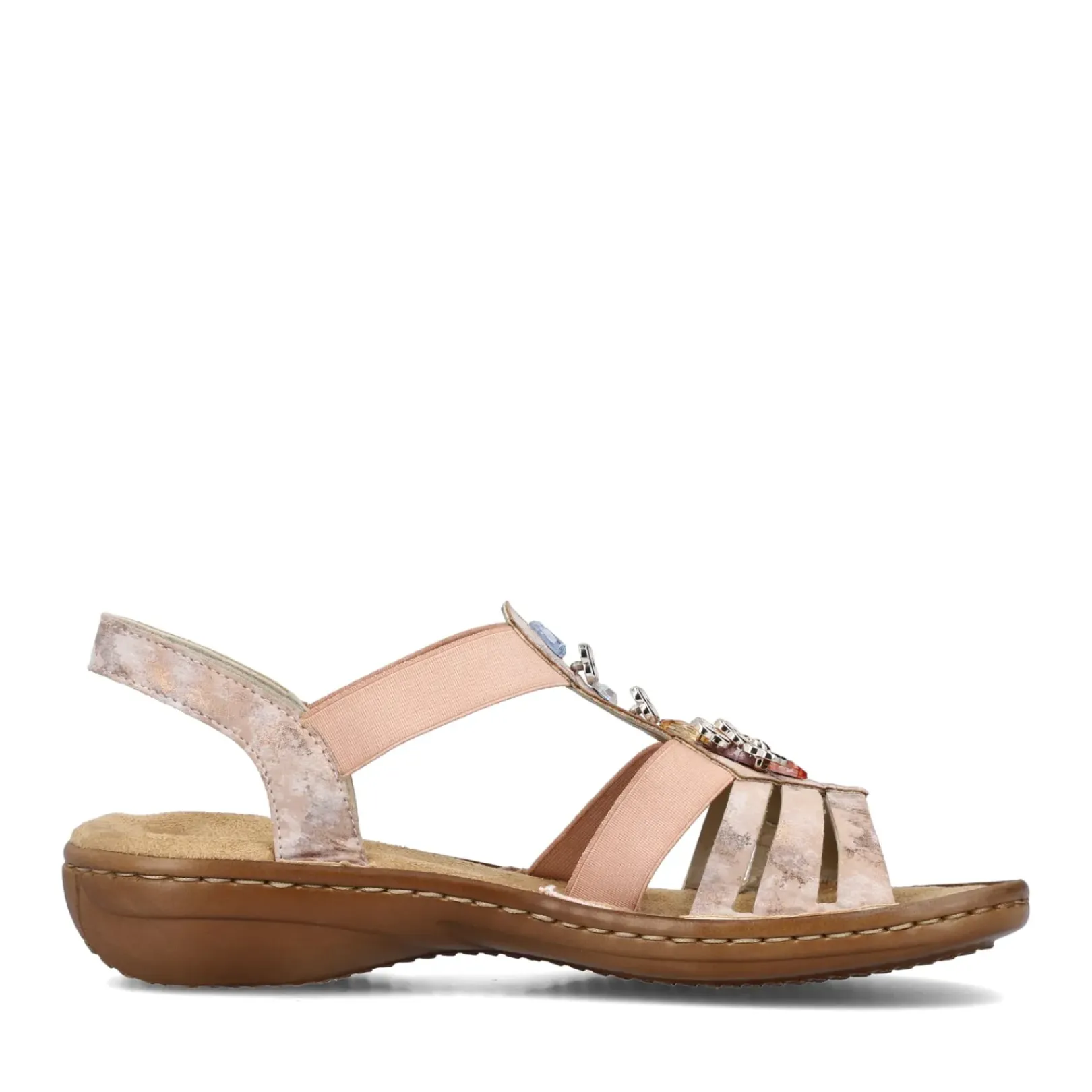 Outlet Rieker Sandaly Damskie Z Paskiem W Kolorze Starego Rozu