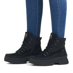 Clearance Rieker Sznurowane Botki Damskie Diamond Black