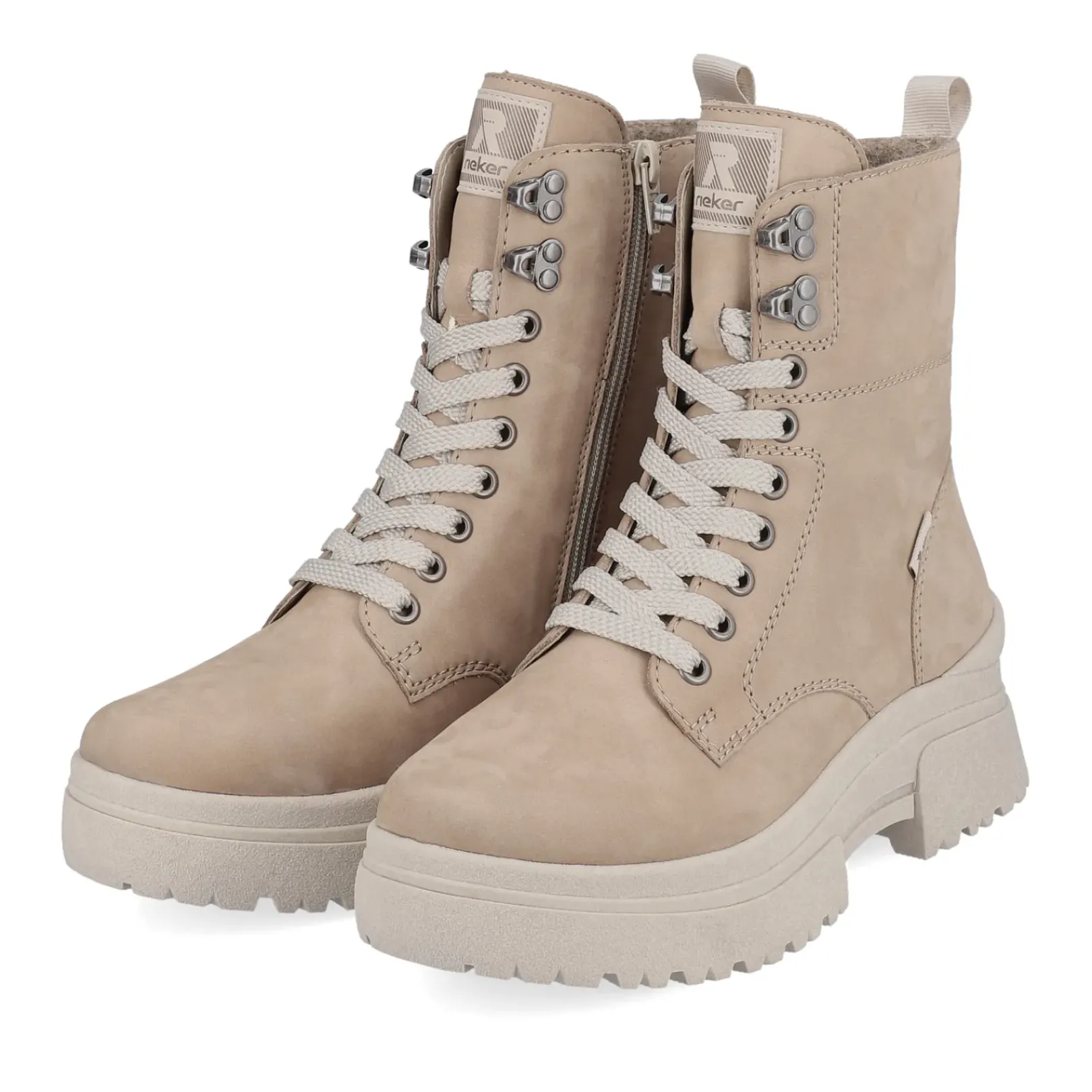 New Rieker Sznurowane Botki Clay Beige