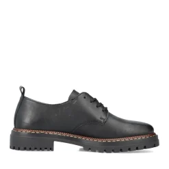 Outlet Rieker Sznurowane Buty Damskie W Kolorze Nocnej Czerni