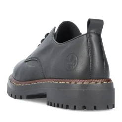 Outlet Rieker Sznurowane Buty Damskie W Kolorze Nocnej Czerni