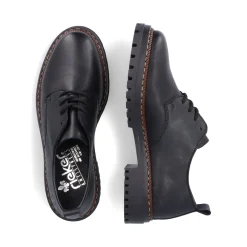 Outlet Rieker Sznurowane Buty Damskie W Kolorze Nocnej Czerni