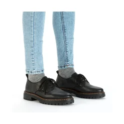 Outlet Rieker Sznurowane Buty Damskie W Kolorze Nocnej Czerni