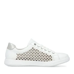 Outlet Rieker Sznurowane Buty Damskie W Kolorze Krystalicznej Bieli
