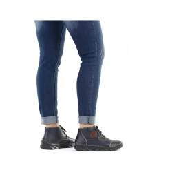 Hot Rieker Sznurowane Buty Damskie W Kolorze Granatowym