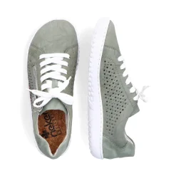 Fashion Rieker Sznurowane Buty Damskie W Kolorze Mietowo-Zielonym