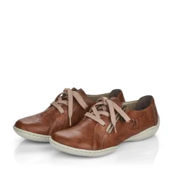 New Rieker Sznurowane Buty Damskie W Kolorze Kasztanowo-Brazowym