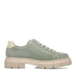 Discount Rieker Sznurowane Buty Damskie W Kolorze Mietowo-Zielonym