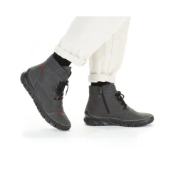 Outlet Rieker Sznurowane Buty Damskie W Kolorze Antracytowym