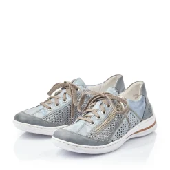 Discount Rieker Sznurowane Buty Damskie W Kolorze Morskiego Blekitu