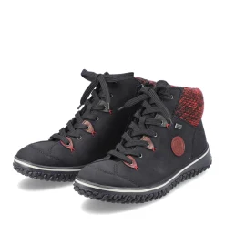 Discount Rieker Sznurowane Buty Damskie W Kolorze Grafitowo-Czarnym