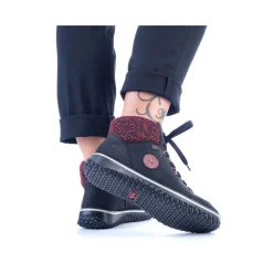 Discount Rieker Sznurowane Buty Damskie W Kolorze Grafitowo-Czarnym