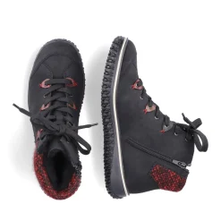 Discount Rieker Sznurowane Buty Damskie W Kolorze Grafitowo-Czarnym
