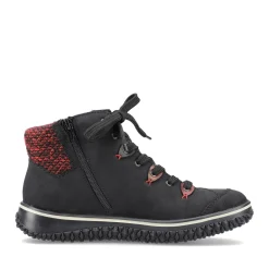 Discount Rieker Sznurowane Buty Damskie W Kolorze Grafitowo-Czarnym