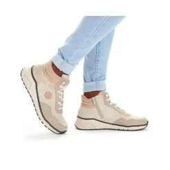 Outlet Rieker Sznurowane Buty Damskie W Kolorze Jasnego Bezu