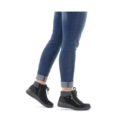 Discount Rieker Sznurowane Buty Damskie W Kolorze Grafitowo-Czarnym