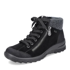 Discount Rieker Sznurowane Buty Damskie W Kolorze Grafitowo-Czarnym