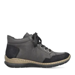 Outlet Rieker Sznurowane Buty Damskie W Kolorze Antracytowym