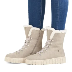 Fashion Rieker Sznurowane Buty Damskie Platinum Grey