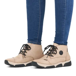 Best Rieker Sznurowane Buty Damskie W Kolorze Kremowo-Bezowym
