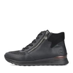 Clearance Rieker Sznurowane Buty Damskie W Kolorze Glebokiej Czerni