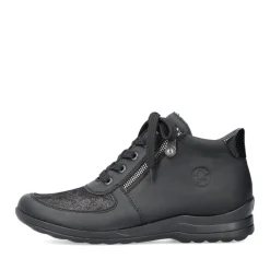 Best Rieker Sznurowane Buty Damskie W Kolorze Glebokiej Czerni