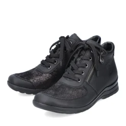 Best Rieker Sznurowane Buty Damskie W Kolorze Glebokiej Czerni