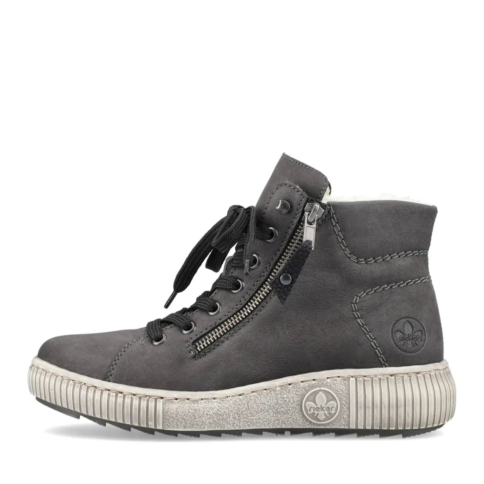 Fashion Rieker Sznurowane Buty Damskie W Kolorze Antracytowym