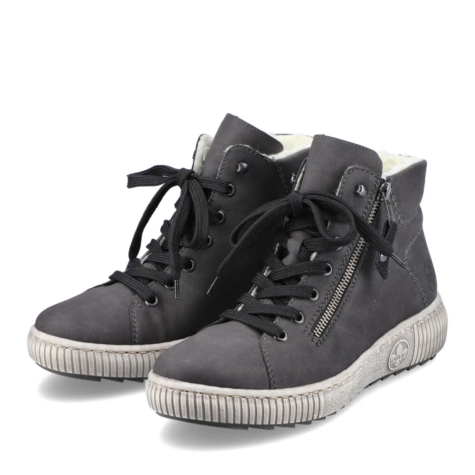 Fashion Rieker Sznurowane Buty Damskie W Kolorze Antracytowym