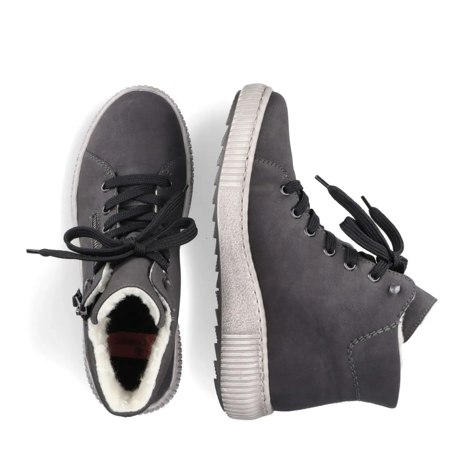 Fashion Rieker Sznurowane Buty Damskie W Kolorze Antracytowym