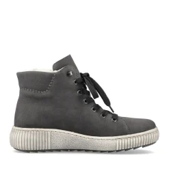 Fashion Rieker Sznurowane Buty Damskie W Kolorze Antracytowym