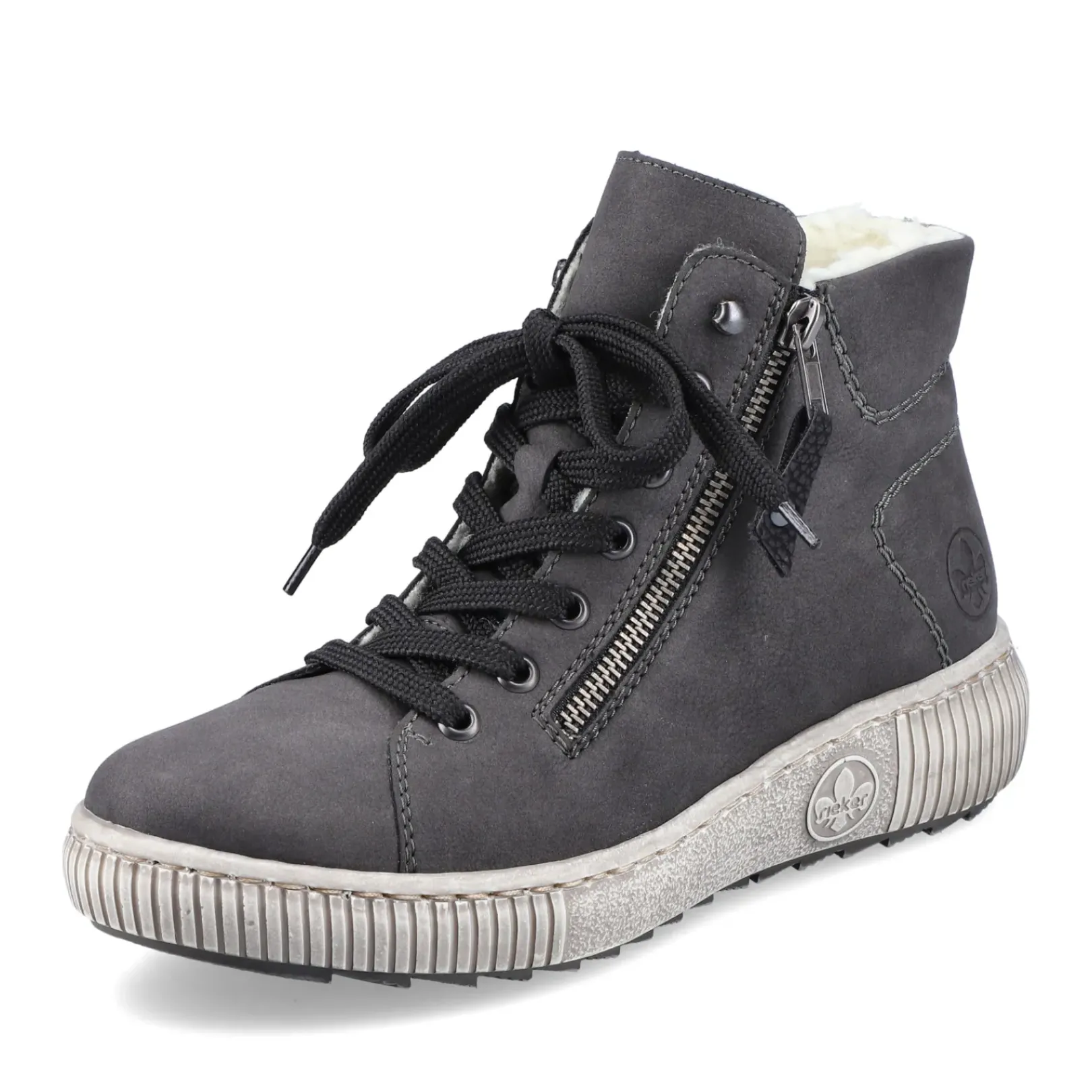 Fashion Rieker Sznurowane Buty Damskie W Kolorze Antracytowym