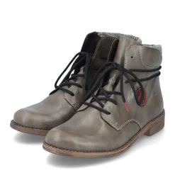 Fashion Rieker Sznurowane Buty Damskie W Kolorze Szaro-Zielonym